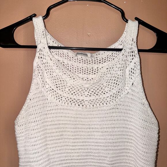 Stradivarius Women's White Knit Crop Sleeveless Top - Size Large - Picture 6 of 7